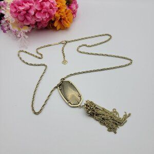 Kendra Scott Rayne Pyrite Tassel Pendant Necklace 31.5 In Adj. Gold Tone